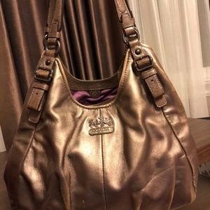 COACH Madison Leather Maggie Shoulder Bag Bronze